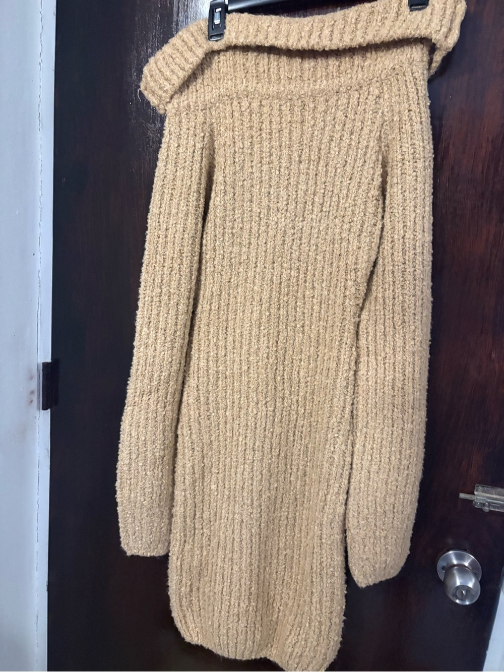 NWT Murci Strapless Sweater Knit Dress in Camel. Size 12.